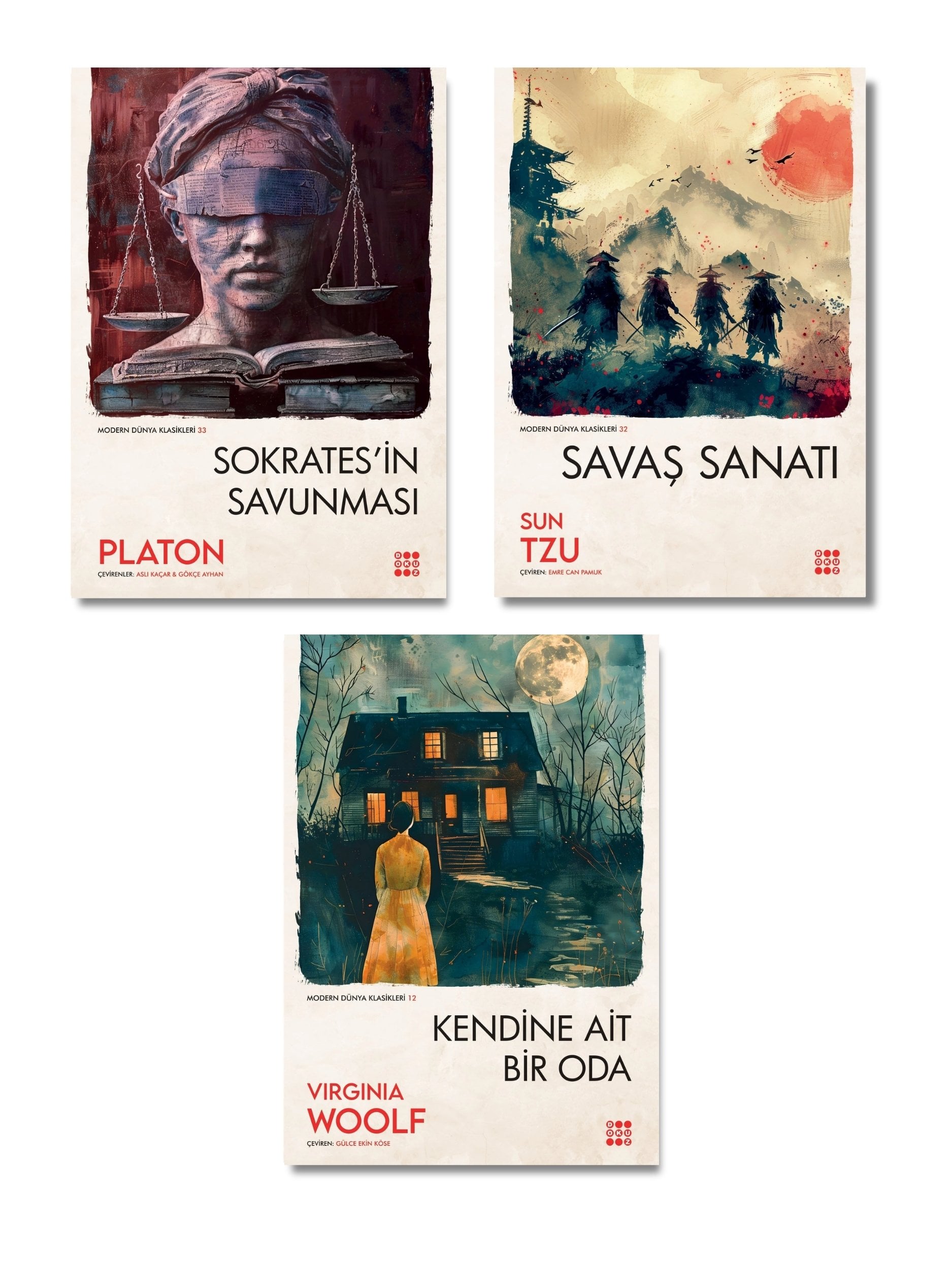Dünya Klasikleri 3'lü Set - Sokrates'in Savunması - Savaş Sanatı - Kendine Ait Bir Oda