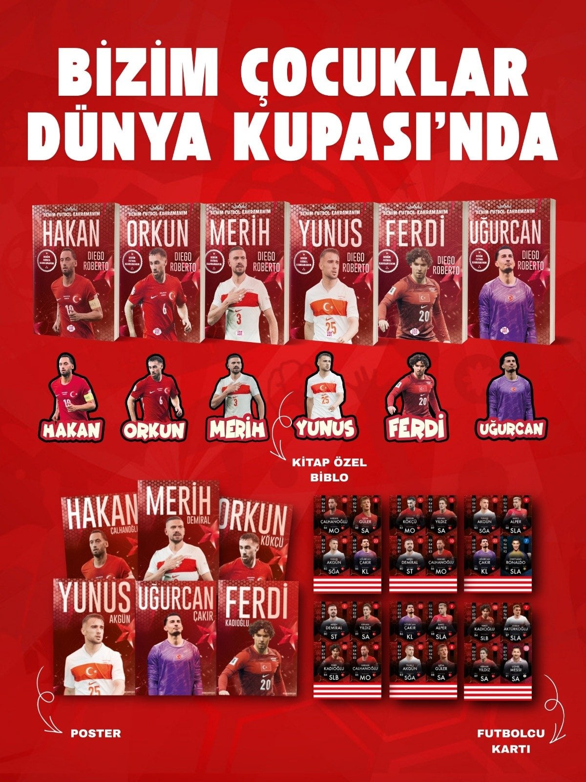 Bizim Çocuklar Futbolcu Kitap Seti 6 Kitap - Özel Biblo, Kart ve Poster Hediyeli Koleksiyon Seti