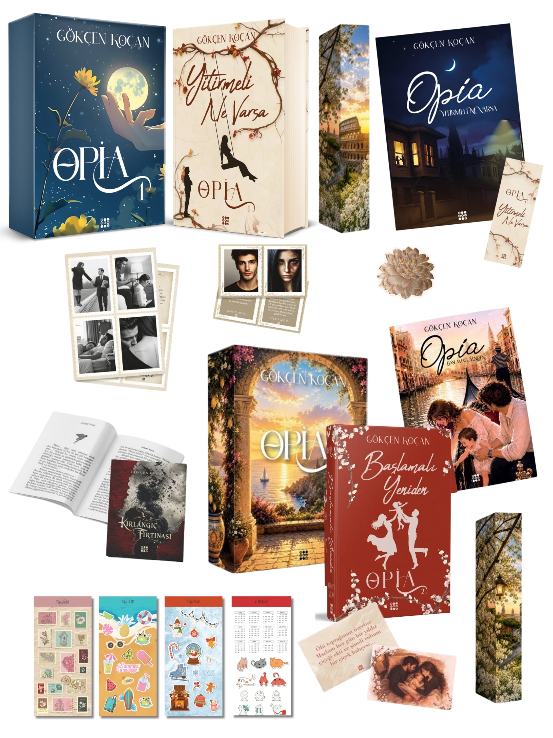 Gökçen Koçan Opia Serisi - 2 Kitap Özel Tasarım Kutulu Set Ciltli - Sticker Hediyeli