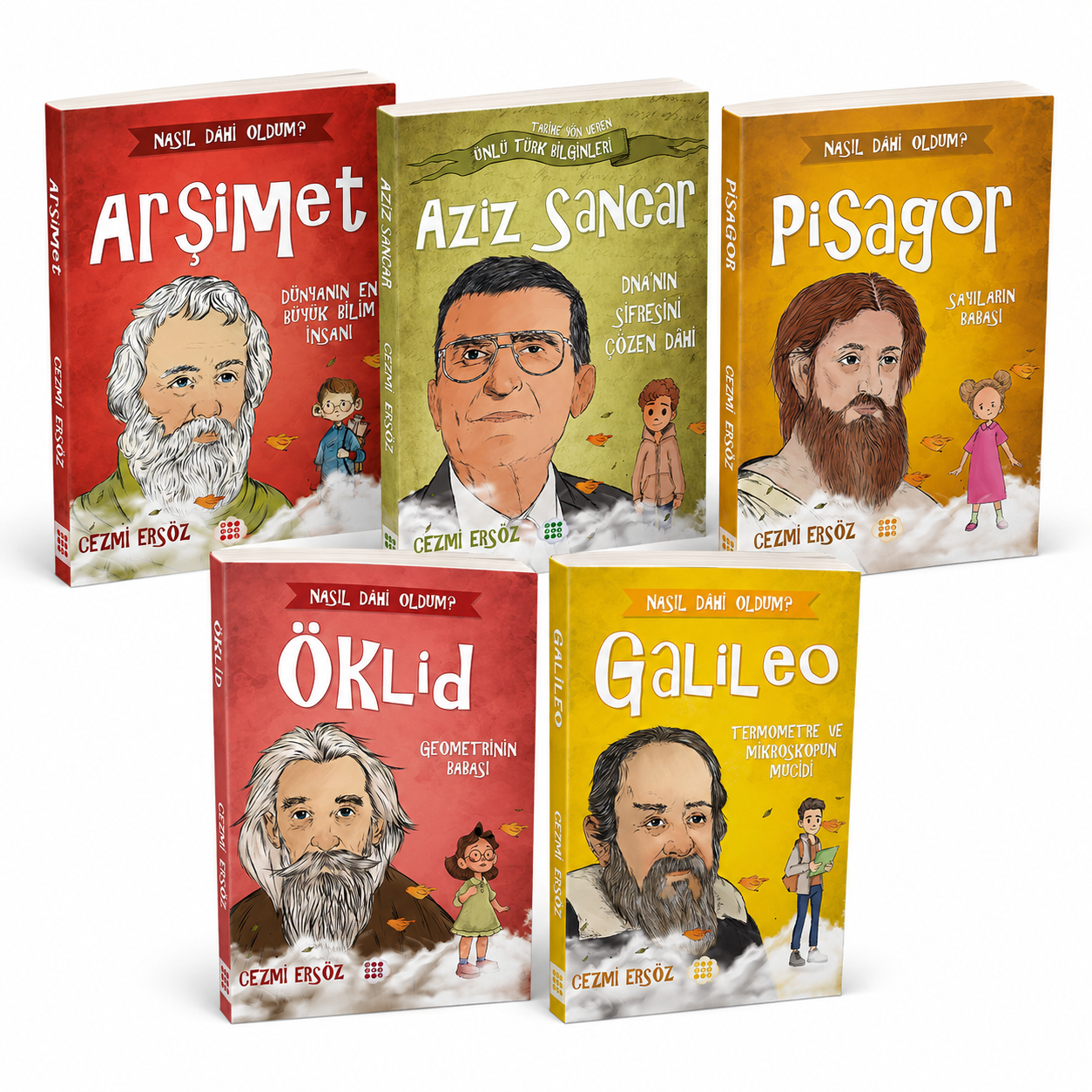 Çocuklar İçin Bilim İnsanları 5 Kitap Seti - Arşimet, Aziz Sancar, Pisagor, Öklid, Galileo
