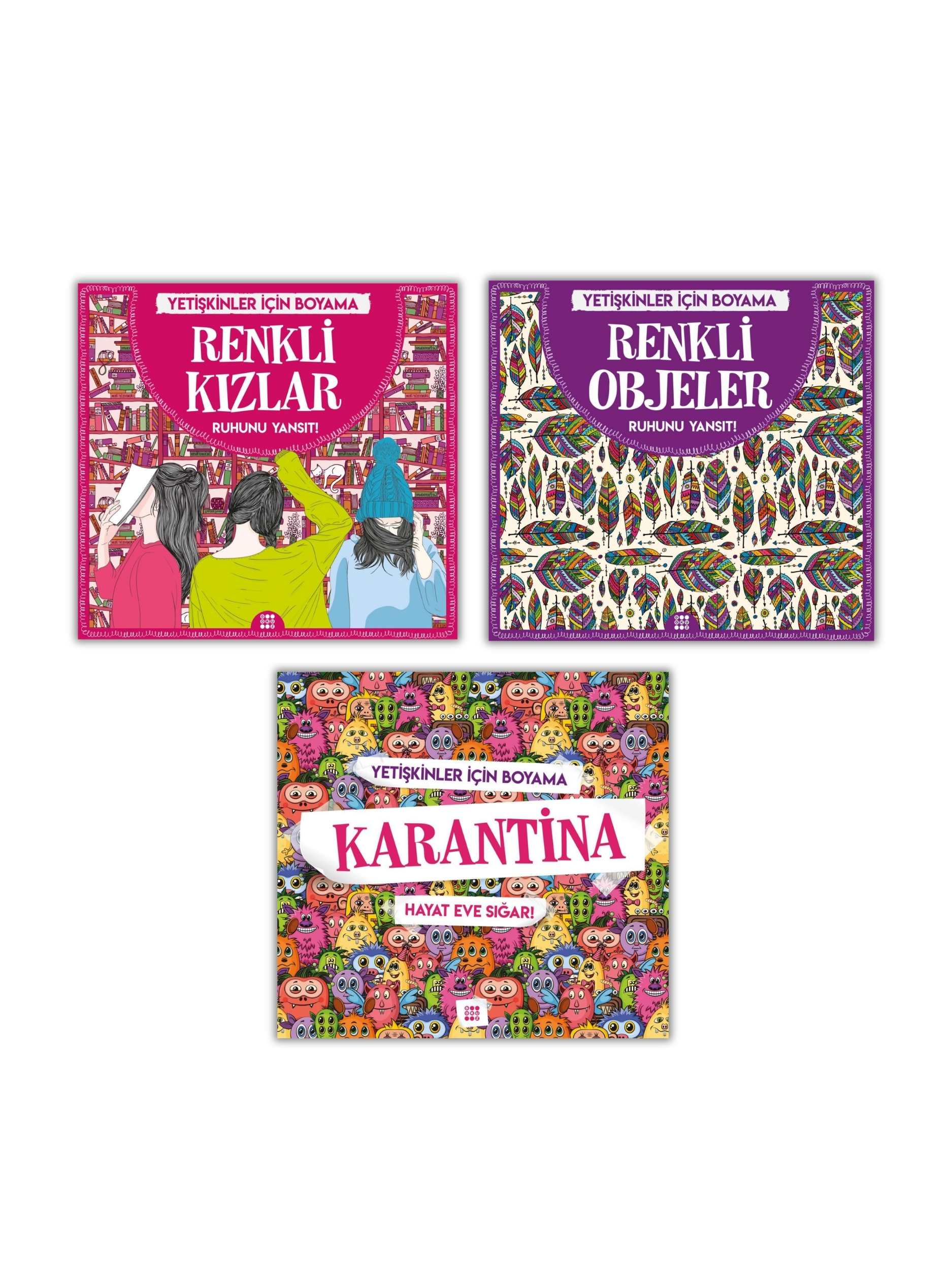 Yetişkinler İçin Boyama Kitabı Seti - 3'lü Terapi Ve Mandala Boyama Kitapları