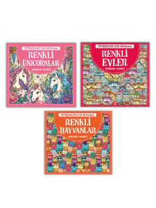 Yetişkinler İçin Boyama Kitabı Seti - 3'lü Fantastik Terapi Ve Mandala Boyama
