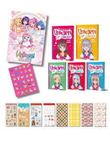 Unicorn Günlüğü 5 Kitap Seti + Sticker ve Özel Tasarım Poster | Cindy Harper Çocuk Hediye Seti