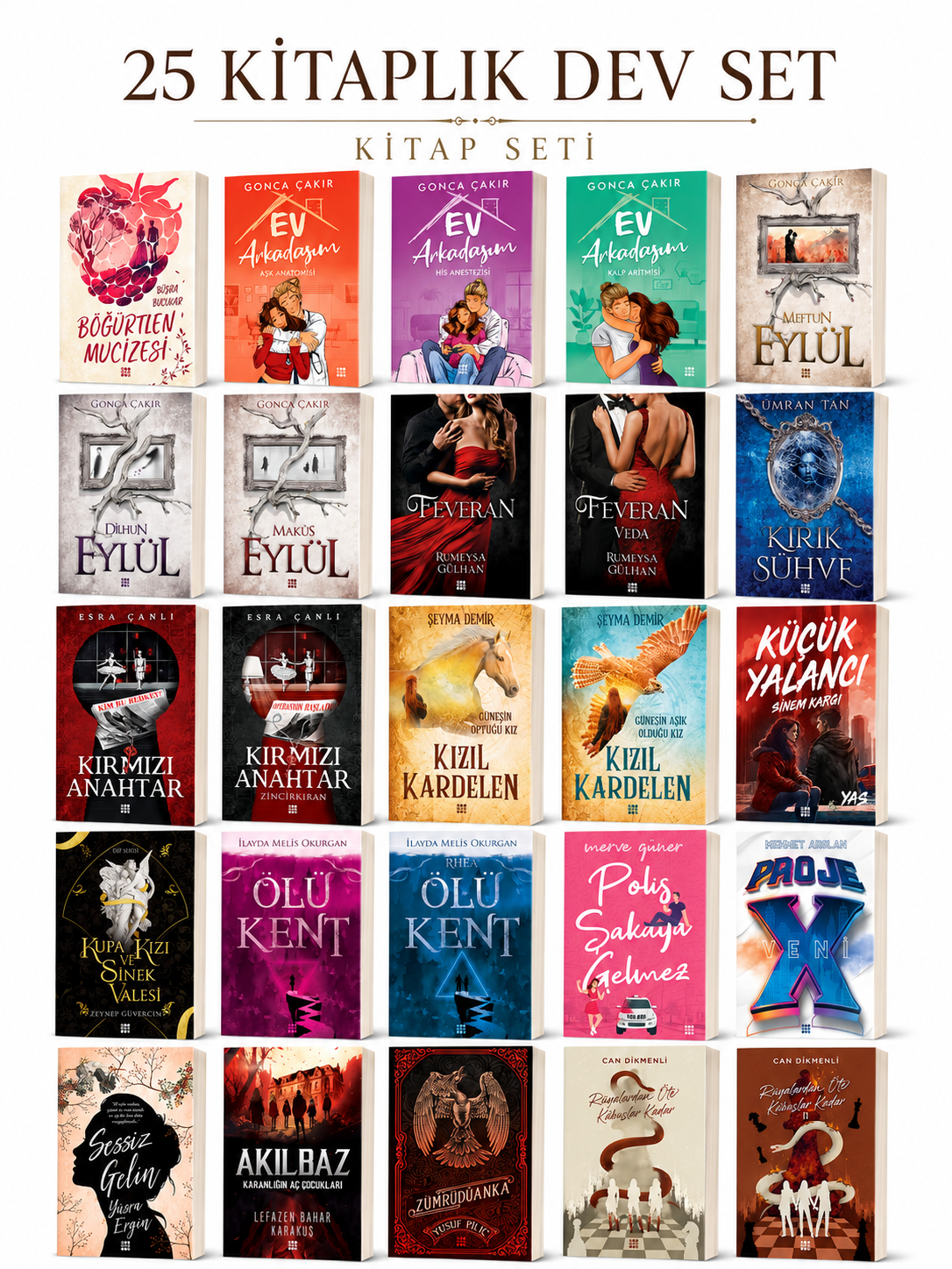 25 Kitaplık Dev Roman Seti - Genç Yetişkin Romantik Fantastik Gizem Çok Satan Kitap Seti