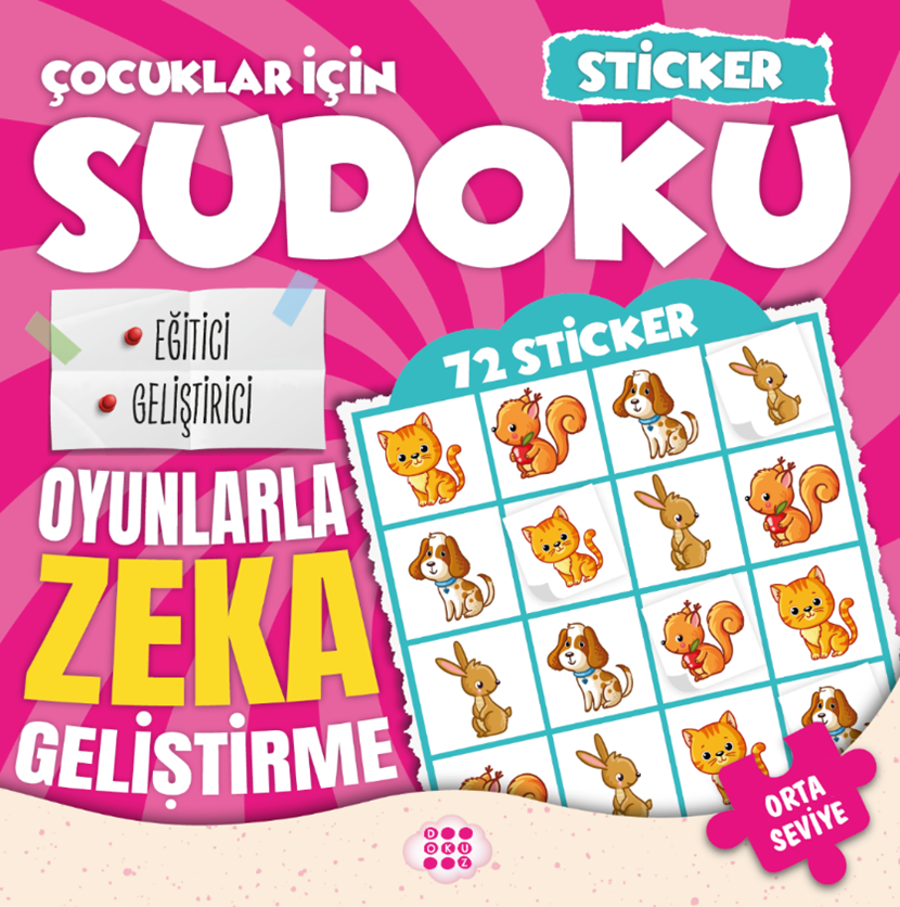 ÇOCUKLAR İÇİN SUDOKU - STİCKER HEDİYELİ ORTA SEVİYE 1