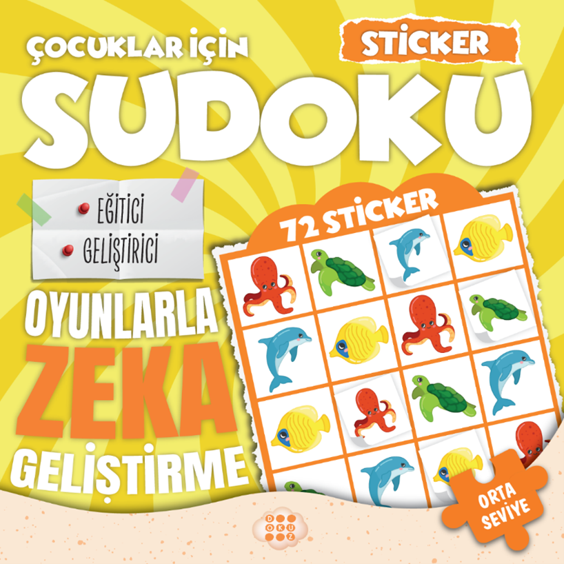 ÇOCUKLAR İÇİN SUDOKU - STİCKER HEDİYELİ  ORTA SEVİYE 2