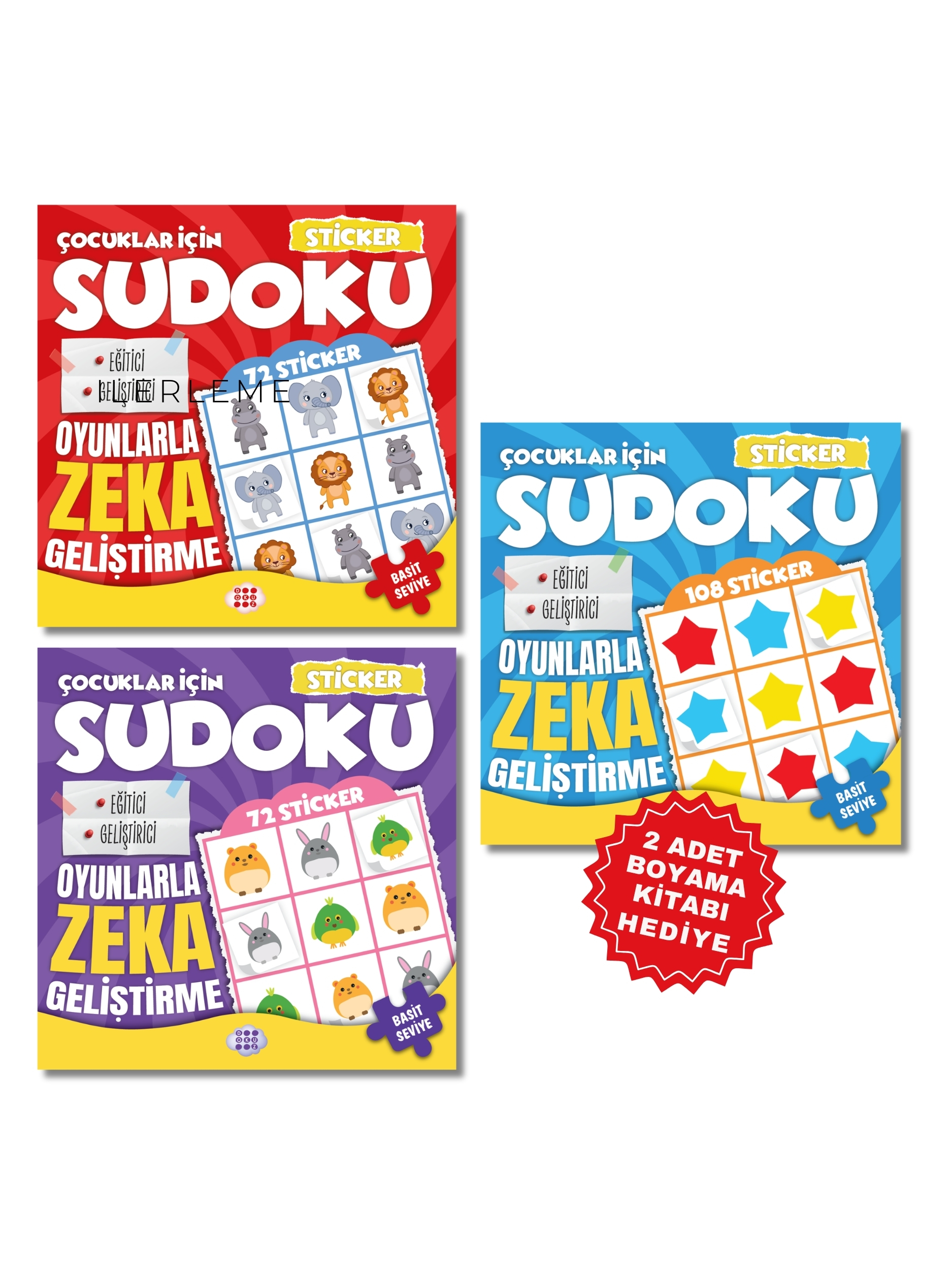 Çocuklar İçin Çıkartmalı Sudoku Seti - Kolay Seviye - Zeka Geliştirici Bulmaca Seti