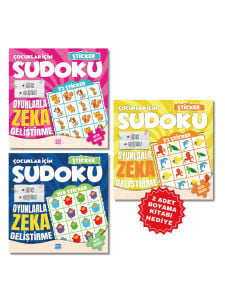 Çocuklar İçin Çıkartmalı Sudoku Seti - Orta Seviye - Zeka Geliştirici Bulmaca Seti