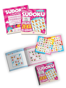 Çocuklar İçin Çıkartmalı Sudoku Seti - Orta Seviye - Zeka Geliştirici Bulmaca Seti