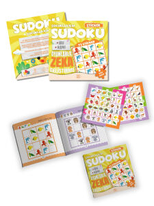 Çocuklar İçin Çıkartmalı Sudoku Seti - Orta Seviye - Zeka Geliştirici Bulmaca Seti