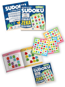 Çocuklar İçin Çıkartmalı Sudoku Seti - Orta Seviye - Zeka Geliştirici Bulmaca Seti