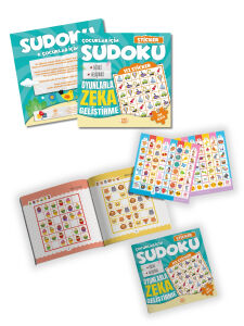 Çocuklar İçin Çıkartmalı Sudoku Seti - Zor Seviye - Zeka Geliştirici Bulmaca Seti