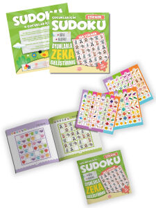 Çocuklar İçin Çıkartmalı Sudoku Seti - Zor Seviye - Zeka Geliştirici Bulmaca Seti