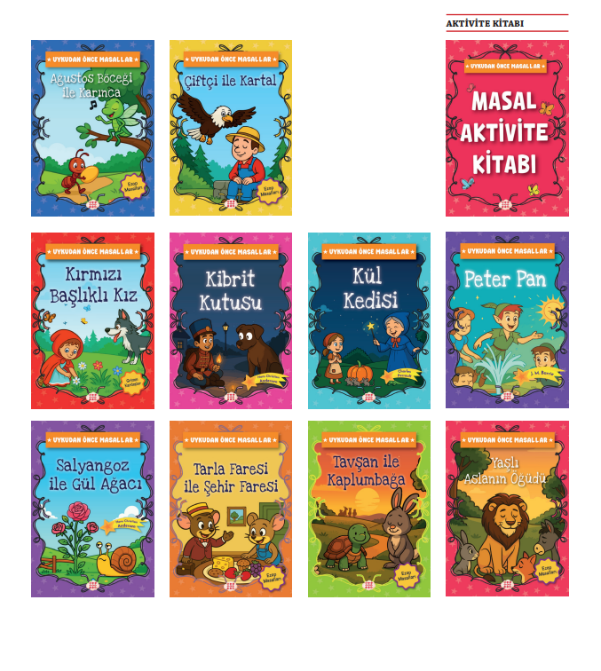 Uykudan Önce Masallar Serisi 10 Kitap  Masal Aktivite Kitabı Seti Resimli - Çocuk Hikaye Kitaplığı
