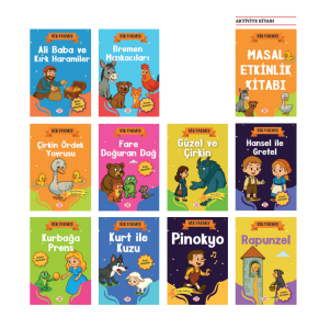 Bir Varmış Masal Seti 10 Kitap + Masal Etkinlik Kitabı Resimli Dünya Klasikleri Çocuk Hikaye Seti
