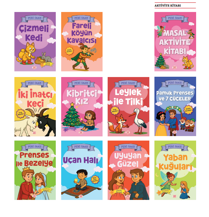 Peri Saati Masal Seti 10 Kitap + Masal Aktivite Kitabı Resimli Dünya Klasikleri Çocuk Hikaye Seti