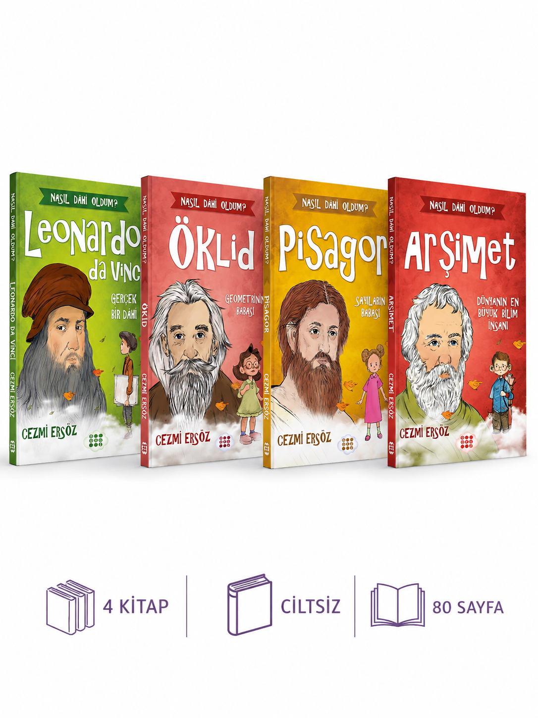 Nasıl Dâhi Oldum Seri Seti 4 Kitap - Cezmi Ersöz - Da Vinci Öklid Pisagor Arşimet