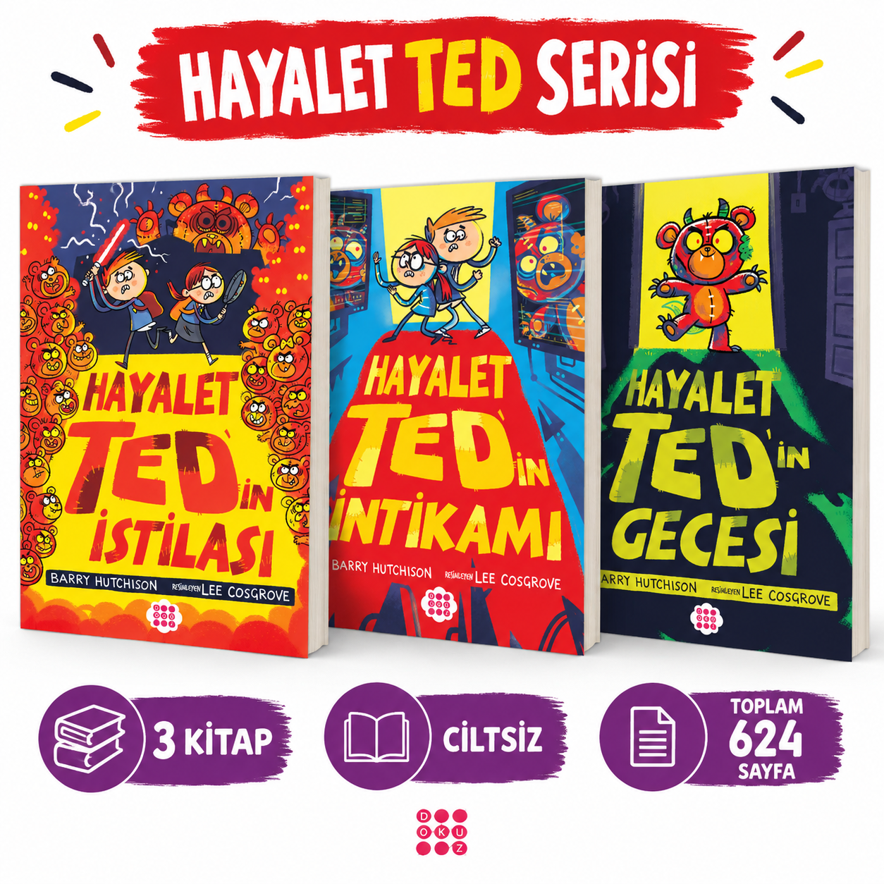 Hayalet Ted Serisi 3 Kitap Set - Barry Hutchison - Eğlenceli Macera Çocuk Kitapları Seti