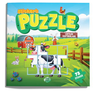 Stickerlı Puzzle Kitabı Çiftlik Hayvanları 72 Sticker Yapıştırma Eğitici Çocuk Etkinlik Kitabı