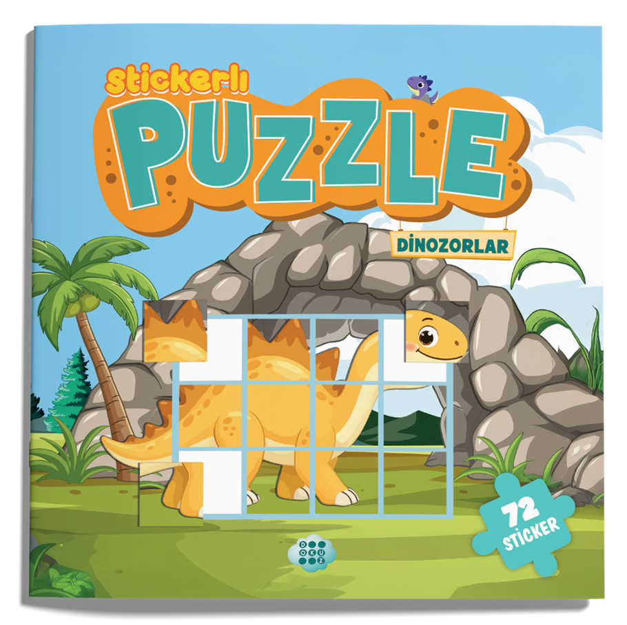 Stickerlı Puzzle Kitabı Dinozorlar 72 Sticker Yapıştırma Eğitici Çocuk Etkinlik Kitabı