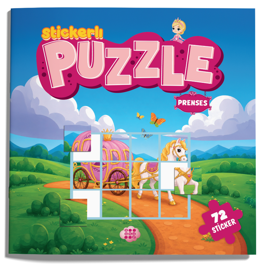 Stickerlı Puzzle Kitabı Prenses 72 Sticker Yapıştırma Eğitici Çocuk Etkinlik Kitabı