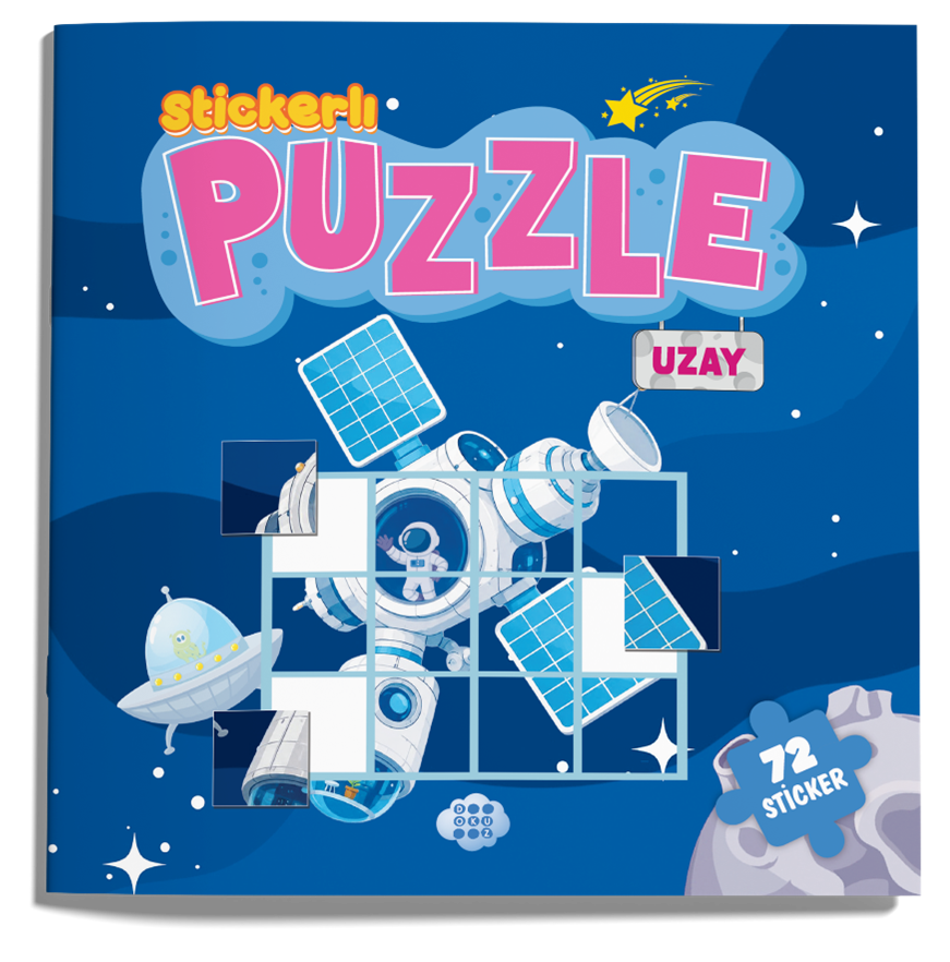 Stickerlı Puzzle Kitabı Uzay 72 Sticker Yapıştırma Eğitici Çocuk Etkinlik Kitabı