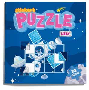 Stickerlı Puzzle Kitabı Uzay 72 Sticker Yapıştırma Eğitici Çocuk Etkinlik Kitabı