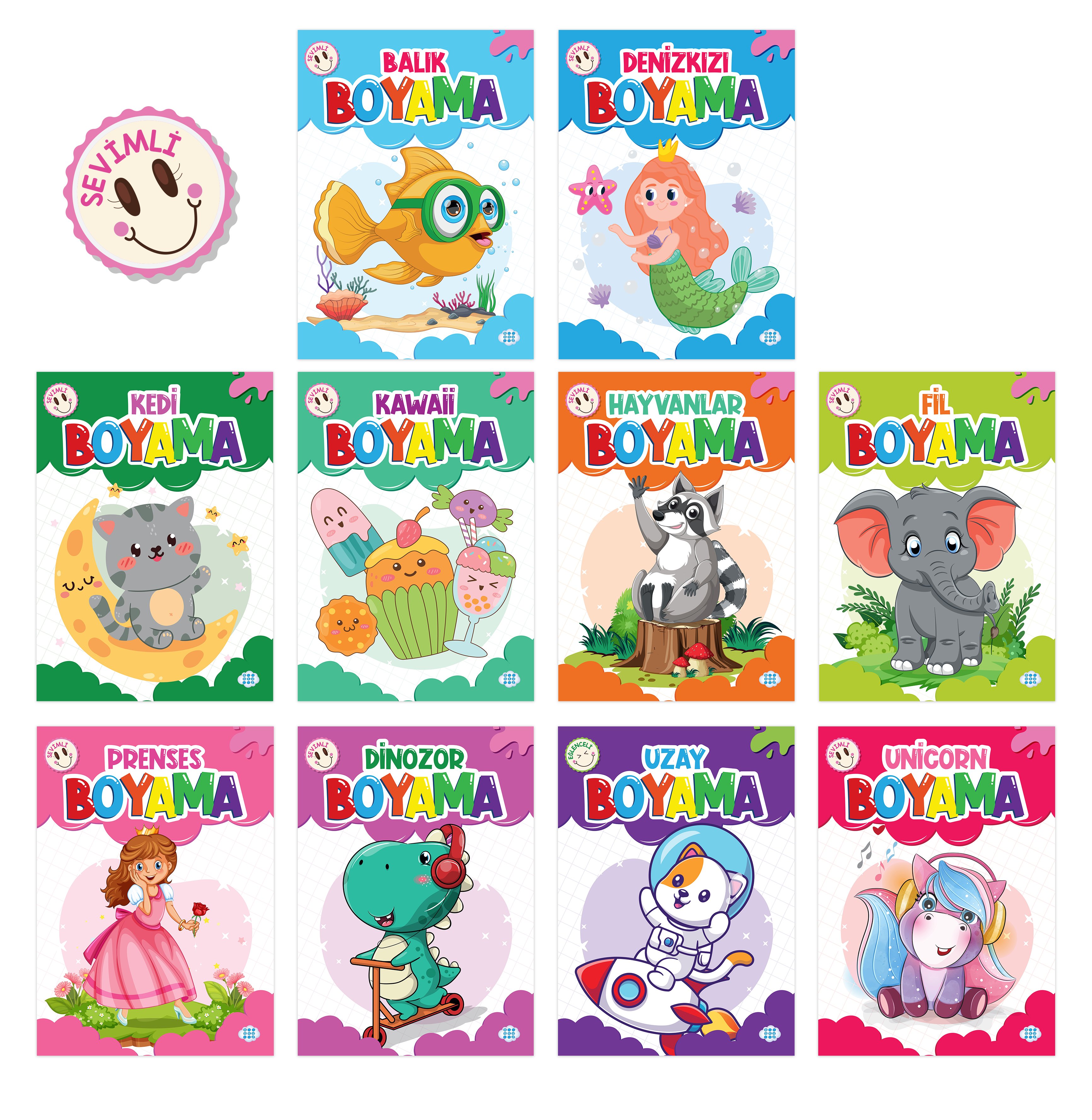 SEVİMLİ BOYAMA SETİ (10 KİTAP TAKIM)